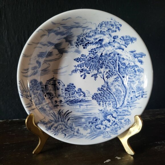 Vtg Enoch Wedgwood & Co Countryside Berry Bowl 5" Blue & White Scene - Picture 1 of 4